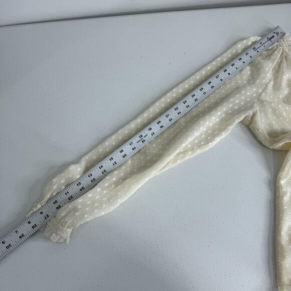 Diane von Furstenberg Blouse Womens 6 Cream Swiss Dot Popover Top Preppy Boho - Picture 12 of 15